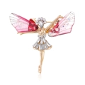 Squisita spilla fata color oro con ali rosa traslucide e strass scintillanti - Rosa