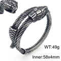 Pulsera de cable con cabeza de serpiente de plata vintage con alambre de acero trenzado - Plata Retro de Doble Capa (KB157314-KFC)