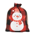 Christmas gift pouch featuring red black buffalo plaid and cute cartoon snowman print - Red & Black Plaid - Snowman