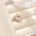 Pink heart pendant necklace with gold plated rim and sparkling cubic zirconia stones - Pink Pendant