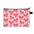 Pink Valentine cosmetic bag with magenta bow and heart print and black zipper - Pink Bow Heart