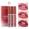 Set of three matte liquid lipsticks featuring coral, bean paste and berry red shades - Set D (Rose Bean Paste Series)