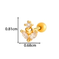 Gold diamond rhombus heart cartilage earring with screw back and sparkling crystals - Heart Style(2605-6#) / Gold