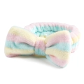 Pluche regenboog gestreepte hoofdband met grote strik voor gezichtsverzorging en make-up - Regenboog strepen