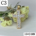 18k gold plated cross pendant with cubic zirconia stones, size 16x24mm style C3 - C3-White Center Stone Cross (16*24MM)