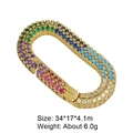 Gold oval carabiner jewelry clasp with multicolor cubic zirconia micro-pave setting - Style 66: Copper Micro-set Zircon Connecting Clasp