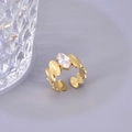 Anello aperto minimalista in acciaio inossidabile 18K con cristallo ovale - Oro 18K