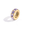 Perle intercalaire en acier doré à gros trous avec cristaux violets pour bijoux DIY - Février Violet