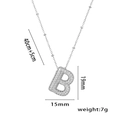 Detail view of silver B-letter pendant necklace showing 19mm size and 40cm chain length - Sparkling Letter B (Silver Color)