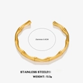 Verstelbare 18K vergulde roestvrijstalen bamboe armband, 5,6 cm diameter en 13,3 g gewicht - Gouden Bamboe Armband