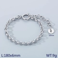 Silver stainless steel chain bracelet featuring a letter Z pendant with extension - Silver - Letter Z (KB186415-Z)