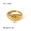 Macro detail of 12mm croissant-style pleated ring in 18k gold plated stainless steel - US 6 / Gold(HF-J1482)