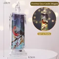 LED Christmas candle lamp featuring bullfinch print and warm light effect, 18cm height - Magpie