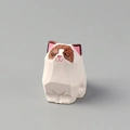 Handcrafted brown and white wood carved cat figurine in closed-eye sitting pose - Ragdoll Cat Ornament (Light Brown)