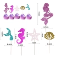 Glitter mermaid cupcake toppers with seahorse and starfish shapes for party decor - Multi-Style Mermaid Topper Set
