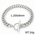 Bracciale a catena cubana in acciaio inossidabile argento con chiusura OT, 8 mm x 200 mm - Larghezza 8mm Peso 24g (KB165893-ZZ)