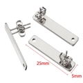 Silver stainless steel rectangular earring post with hole, 25mm x 5mm DIY jewelry component - Rectangular Strip / 10 Pieces Pack / Steel