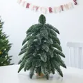 Mini árbol de Navidad artificial de 40cm con efecto nieve y base de madera para mesa - Árbol Desnudo (Versión Sin Luz) / Abeto Noble con Puntas Blancas