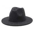 Detail of dark gray wool felt fedora with textured finish and classic creased crown - M(56-58cm) / Deep Heather Grey