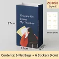 Navy blue teacher gift paper bag with stickers 27x15x9.7cm set for classroom thanks - Gardener Style E Flat Bag (ZD056)