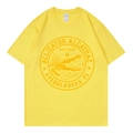 T-shirt jaune en coton à col rond avec impression graphique rétro Alligator Alcatraz - Jaune
