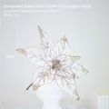 26cm Champagne Gold Mesh Christmas Flower Decor with Glitter Accents for Holidays - Champagne Gold