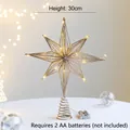 30cm lighted silver star Christmas tree topper with warm LED lights and spring base - 30cm Champagne Octagram With Light