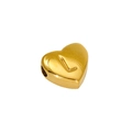 Polished 18K gold plated stainless steel heart bead with embossed letter L design - Letter L / Steel