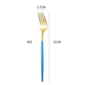 304 stainless steel dinner fork with blue handle and golden head, 21cm length, 30g weight - Blue Gold Dinner Fork