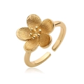 Anello aperto elegante placcato oro 18 carati con petali testurizzati e misura regolabile - Aperto Regolabile / Oro