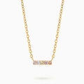 Collier en argent S925 avec cinq zircons colorés sertis sur une chaîne dorée - Argent 925 / Or
