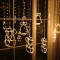 Warm white LED curtain lights featuring decorative snowman and bell shapes for Christmas decor - 4 Bells 4 Snowmen 8 Hangings (Warm White)