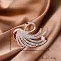 Elegant gold swan brooch with sparkling crystals and pearl, 4.5cm x 3.7cm size - Y-15 Swan Pearl Brooch with Pearl Tail