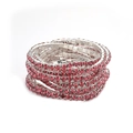 Single row stretch bracelet with 2.0mm pink rhinestones and silver metal finish - Silver Multi-turn Stacking Pink Rhinestone