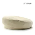 Vintage beige faux leather octagonal beret with stitch detail for a street style look - Beige