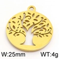 25mm Tree of Life cutout pendant in 18K gold-plated stainless steel for jewelry making - 25mm / Gold