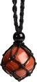 Collar de jaspe rojo artesanal con bolsa de red tejida negra y cordón - Malla Blanca Piedra Roja