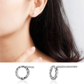 Minimalist S999 sterling silver round twisted stud earrings for women with hallmark - Irregular Round