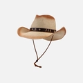 Vintage western straw cowboy hat in gradient brown with leather studded band - One Size / Vintage Orange