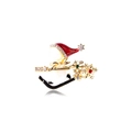 Christmas snowman sled brooch with pearls and colorful gemstones on gold plating - Snowman Sleigh (YNCP7856)