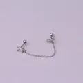 Silver double hole chain earring with rectangular zircon and micro-pave bar design - 2# Bar Row Style / Silver
