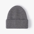 Winter dark grey ribbed knit beanie with folded cuff for men and women outdoors - One Size / Dark Gray