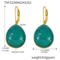 Fashionable dark green resin teardrop earrings with gold stainless steel hooks - Green Resin Earrings