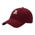 Classic burgundy baseball cap with white towel-embroidered R letter and curved brim - Adult Adjustable / Burgundy