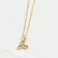 Minimalist gold leaf necklace with honeycomb texture pendant and elegant cross chain - Letter Y