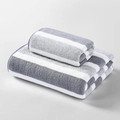 Juego de toallas de baño de forro polar coral a rayas grises y blancas, suave - Toalla 34x74cm / Raya Gris