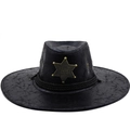 Cappello da cowboy nero in pelle PU con stella da sceriffo e cordino intrecciato - M(56-58cm) / Nero