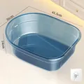 Bassine à linge bleue transparente avec planche à laver, 45,5x36x14cm, crochet inclus - Grande Bassine à Linge (avec Crochet) / Bleu Transparent