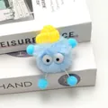 Ciondolo in peluche blu per lacci delle scarpe con cappello giallo e occhi grandi DIY - Senza fibbia / Celeste