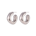 Boucles d'oreilles argentées minimalistes avec un design géométrique épais effet miroir - Boucles d'Oreilles Creuses Carrées Biseautées / Acier